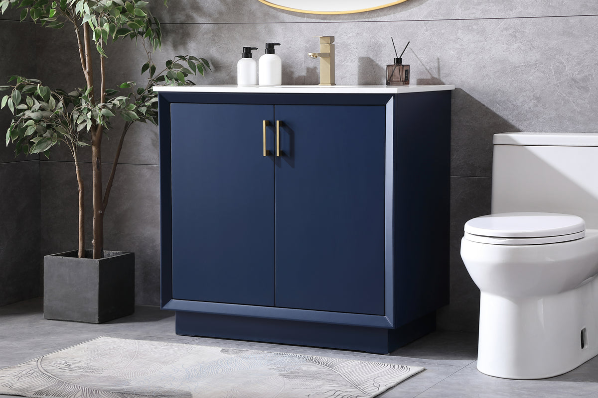 36 Inch SIngle Bathroom Vanity In Blue