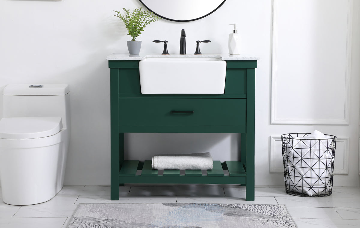 36 inch Single bathroom vanity in green