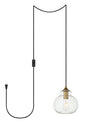 Destry 1 Light brass plug-in Pendant With Clear Glass