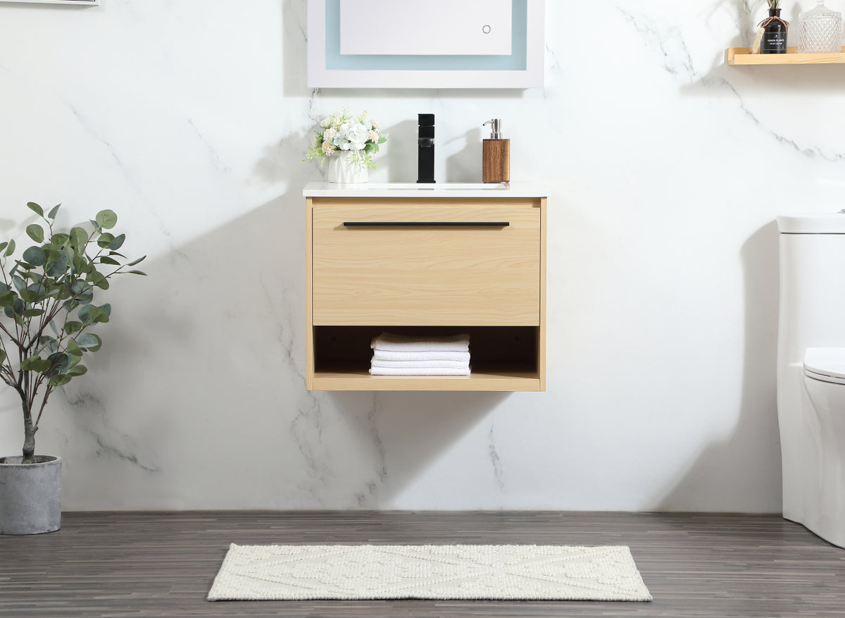 24 inch Single bathroom vanity in maple
