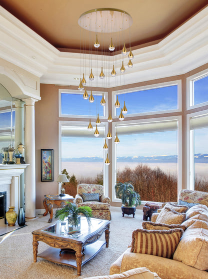 Amherst 42 inch LED chandelier in satin gold