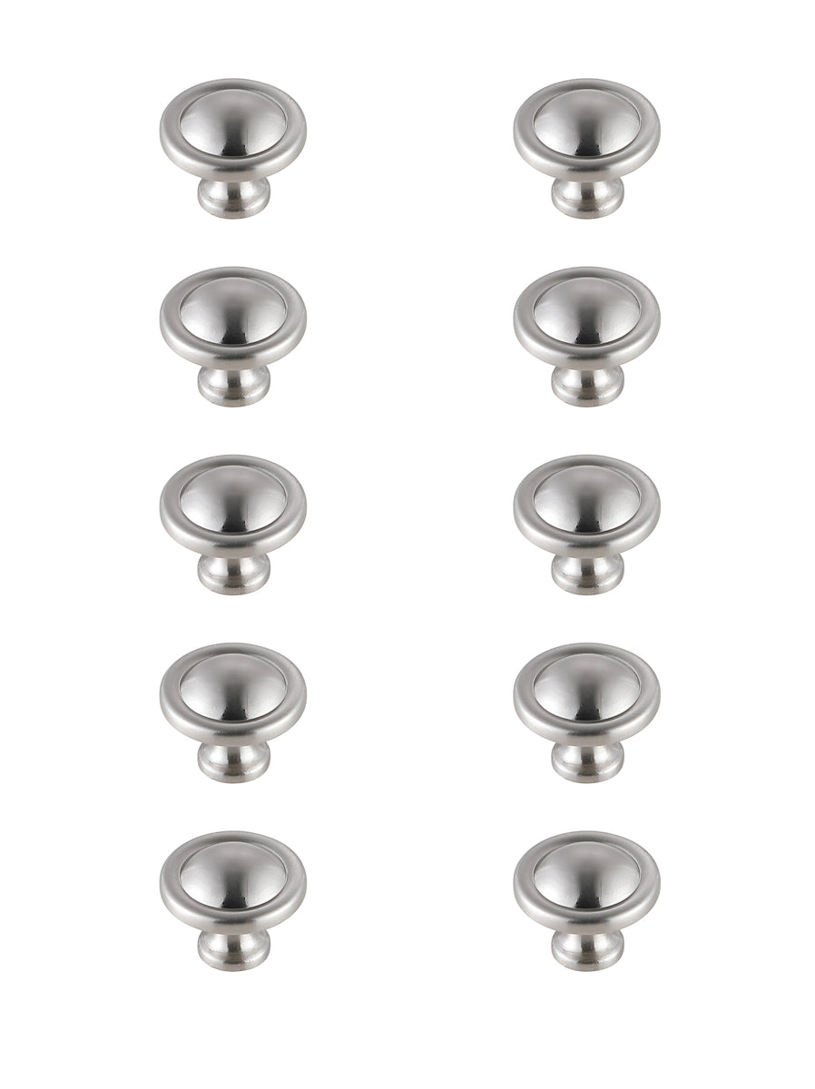 Garlande 1.2" Diameter Brushed Nickel Mushroom Knob Multipack (Set of 10)