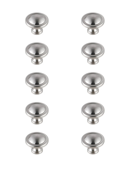 Garlande 1.2" Diameter Brushed Nickel Mushroom Knob Multipack (Set of 10)