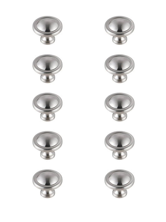 Garlande 1.2" Diameter Brushed Nickel Mushroom Knob Multipack (Set of 10)
