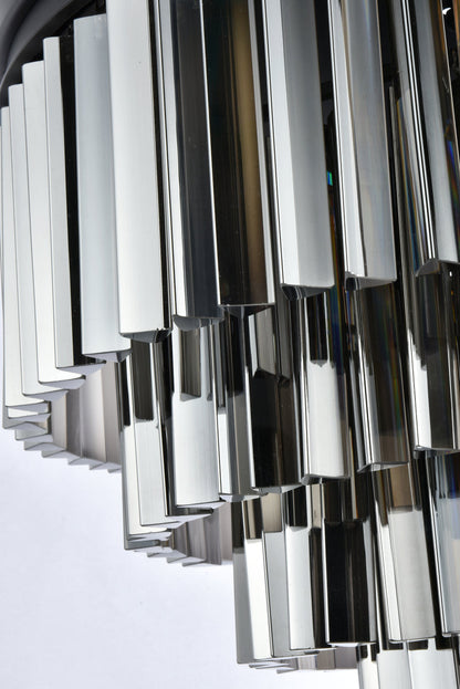 Sydney 17 light Matte Black Flush Mount Silver Shade (Grey) Royal Cut Crystal