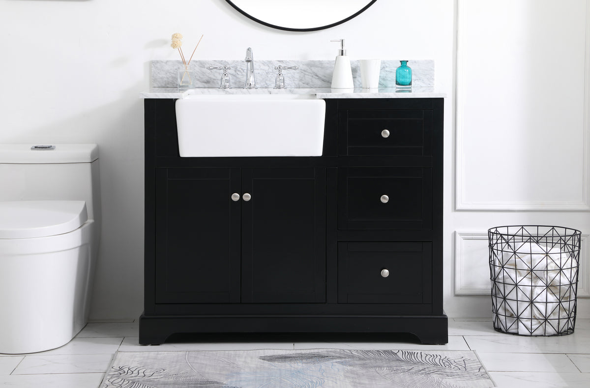 42 inch Single bathroom vanity in black with backsplash