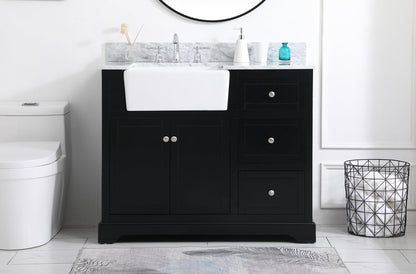 42 inch Single bathroom vanity in black with backsplash