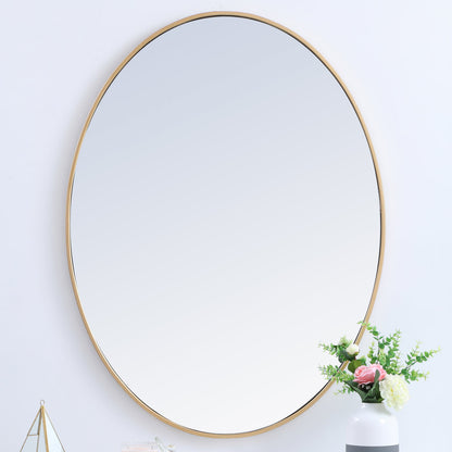 Metal frame oval mirror 40 inch in Brass