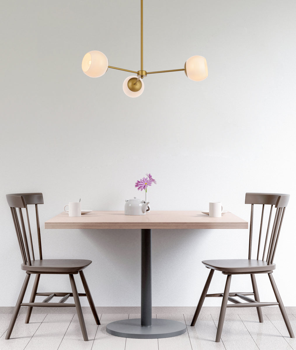 Briggs 32 inch pendant in brass with white shade