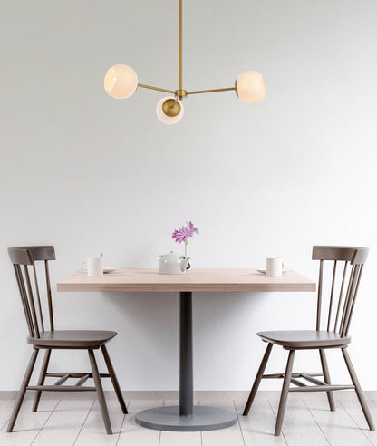 Briggs 32 inch pendant in brass with white shade