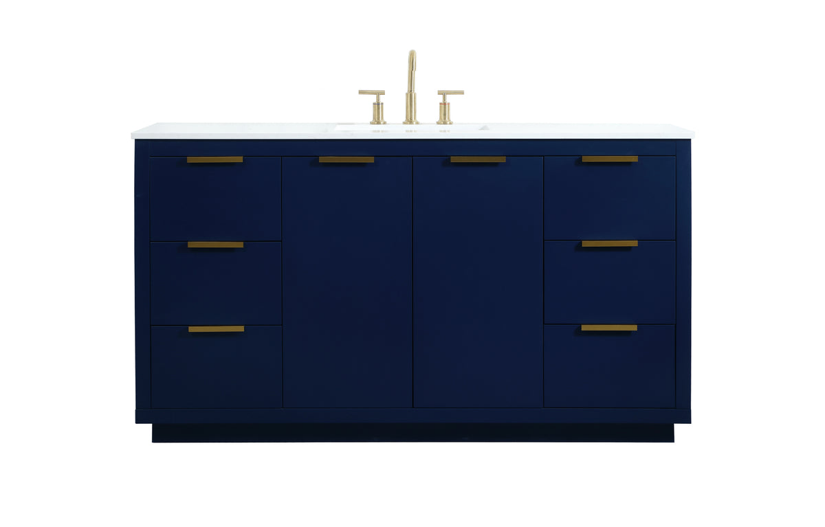 60 inch Single bathroom vanity in blue