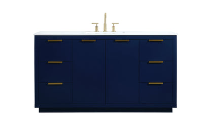 60 inch Single bathroom vanity in blue