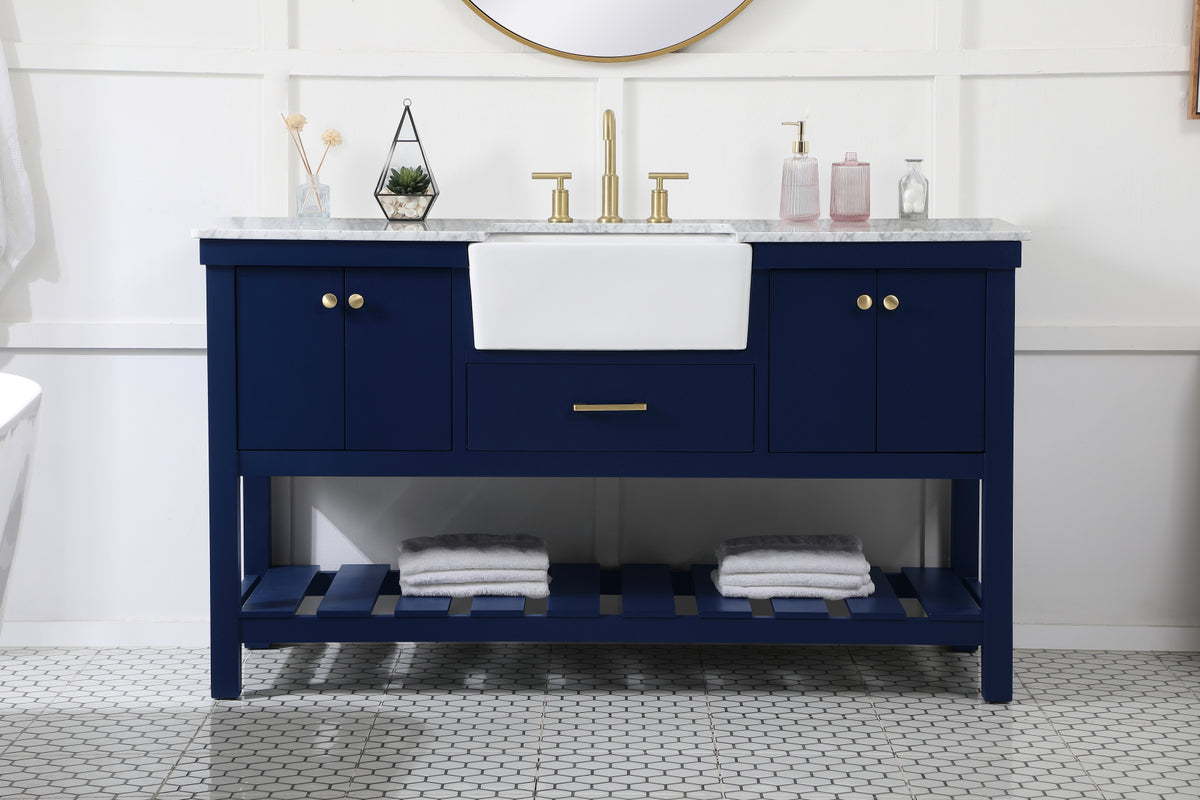 60 inch Single bathroom vanity in blue