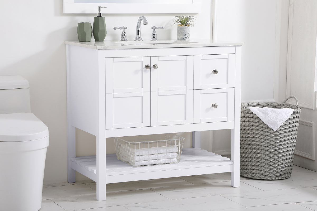 36 inch Single Bathroom Vanity in White