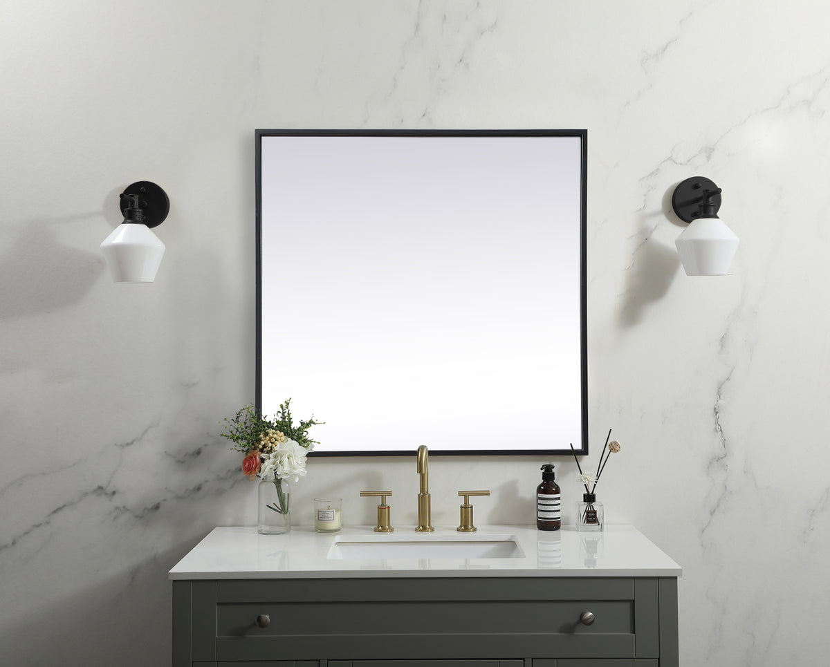 Metal Frame Square Mirror 24 inch in Black