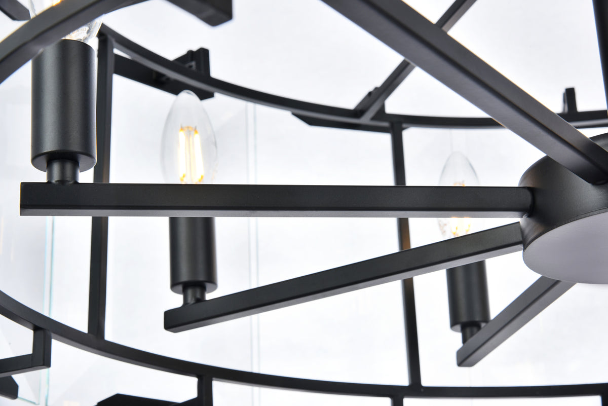 Monaco 8 light Flat Black (Matte) Chandelier Clear Glass Crystal