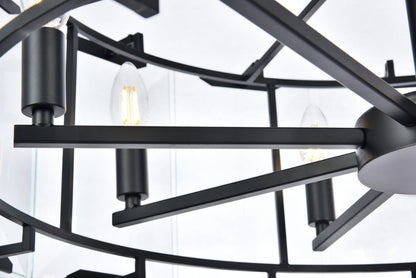 Monaco 8 light Flat Black (Matte) Chandelier Clear Glass Crystal