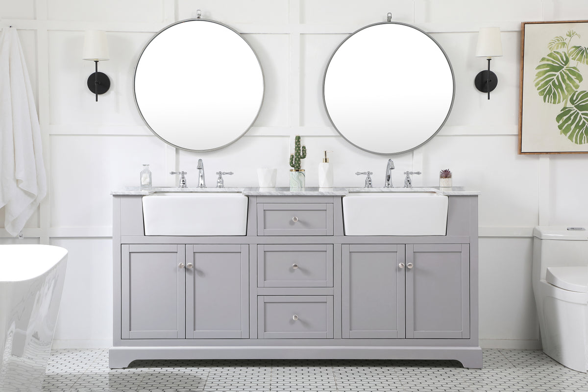 72 inch double bathroom vanity in grey