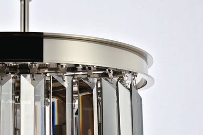 Sydney 3 light polished nickel Pendant Silver Shade (Grey) Royal Cut Crystal