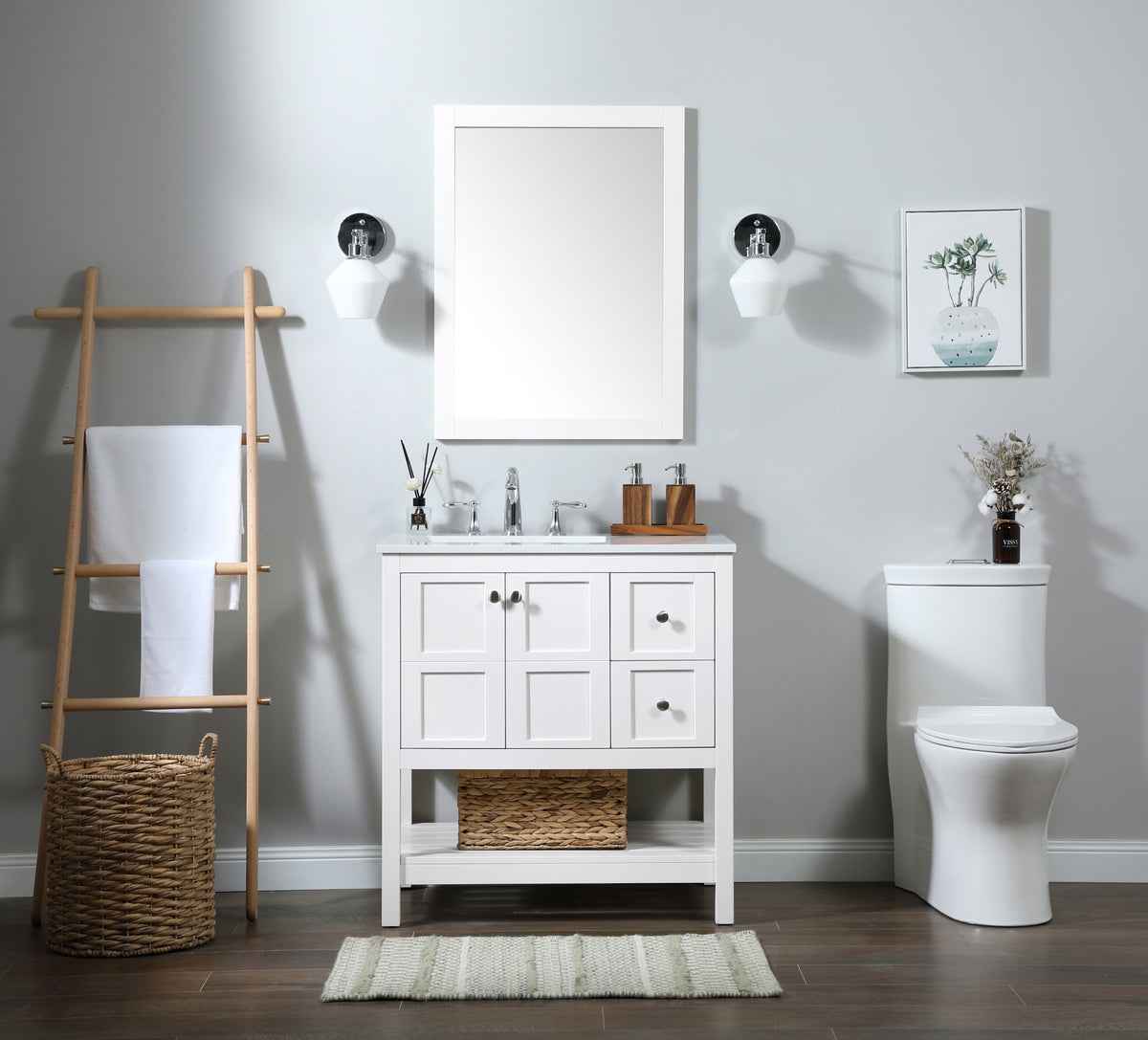 60 inch Single bathroom vanity in white