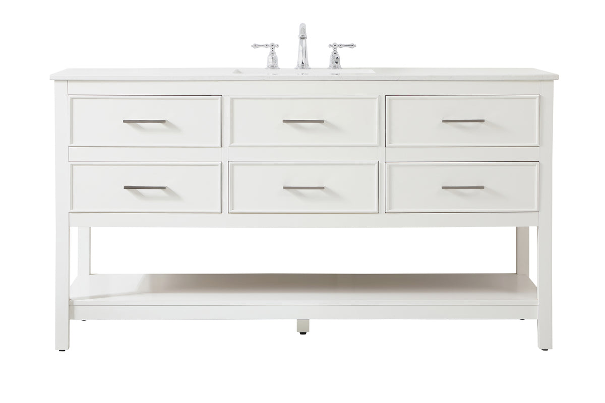 60 inch Single bathroom vanity in white