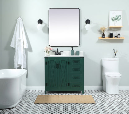 36 inch Single bathroom vanity in green with backsplash