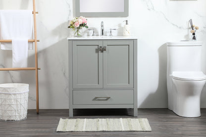 30 inch Single bathroom vanity in grey with backsplash