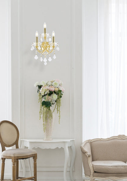 Maria Theresa 3 light Gold Wall Sconce Clear Royal Cut Crystal