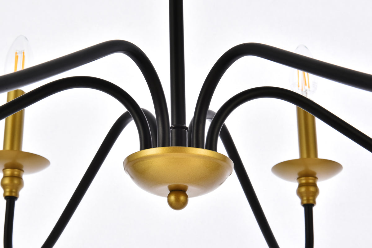 Rohan 30 inch chandelier in matte black and brass