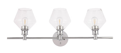 Gene 3 light Chrome and Clear glass Wall sconce