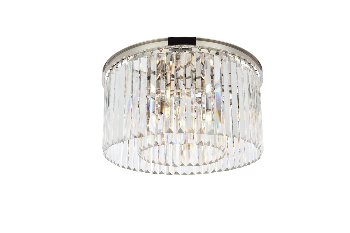 Sydney 8 light polished nickel Flush Mount Clear Royal Cut Crystal
