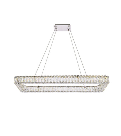 Monroe 42 inch LED Single rectangle pendant in chrome