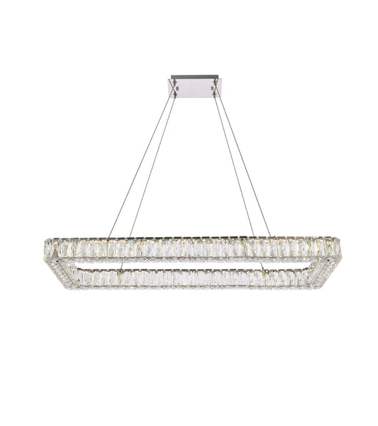 Monroe 42 inch LED Single rectangle pendant in chrome