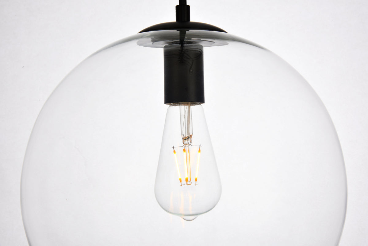 Placido Collection Pendant D11.8 H11.4 Lt:1 Black and Clear Finish