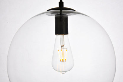 Placido Collection Pendant D11.8 H11.4 Lt:1 Black and Clear Finish
