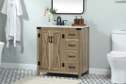 32 inch Single bathroom vanity in natural oak