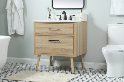 30 inch Single bathroom vanity in mango wood with backsplash