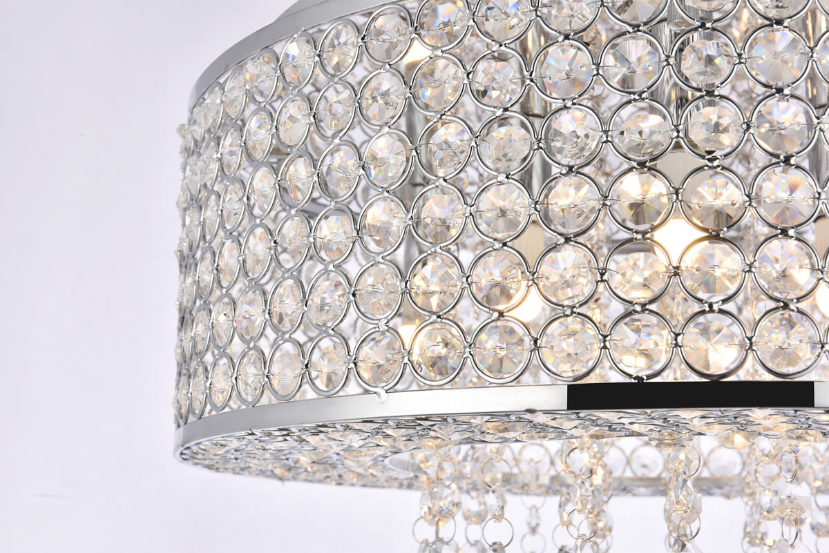 Amelie 6 light Chrome Pendant Clear Royal Cut Crystal