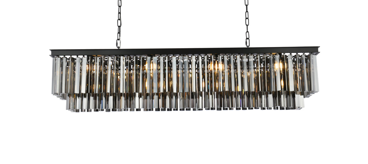 Sydney 12 light Matte Black Chandelier Silver Shade (Grey) Royal Cut Crystal