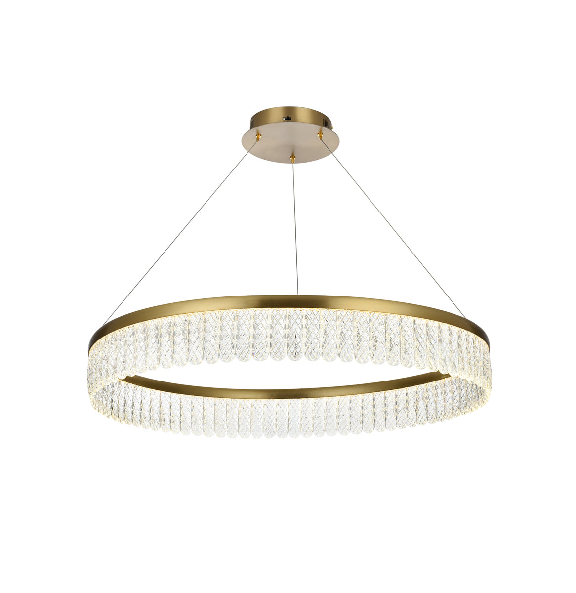 Rune 32 inch Adjustable LED chandelier in Satin Gold