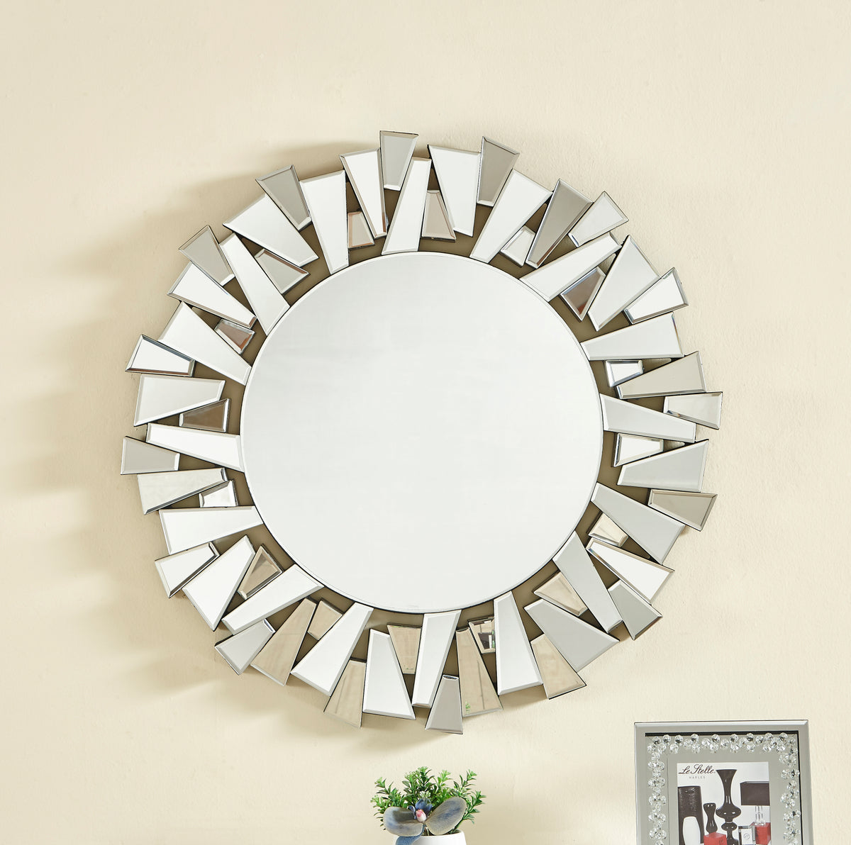 Sparkle 39.5 in. Contemporary Round Mirror in Clear
