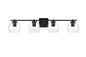 Juelz 4 light Black and Clear Bath Sconce