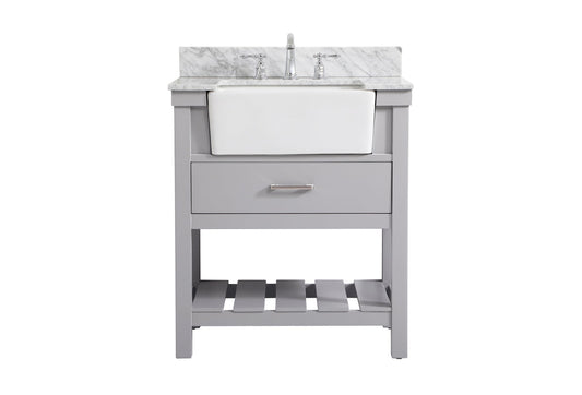 30 inch Single bathroom vanity in grey with backsplash