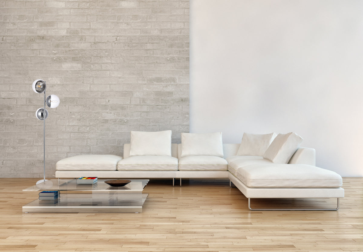 Eclipse 3 Lights Chrome Floor Lamp With Clear Glass