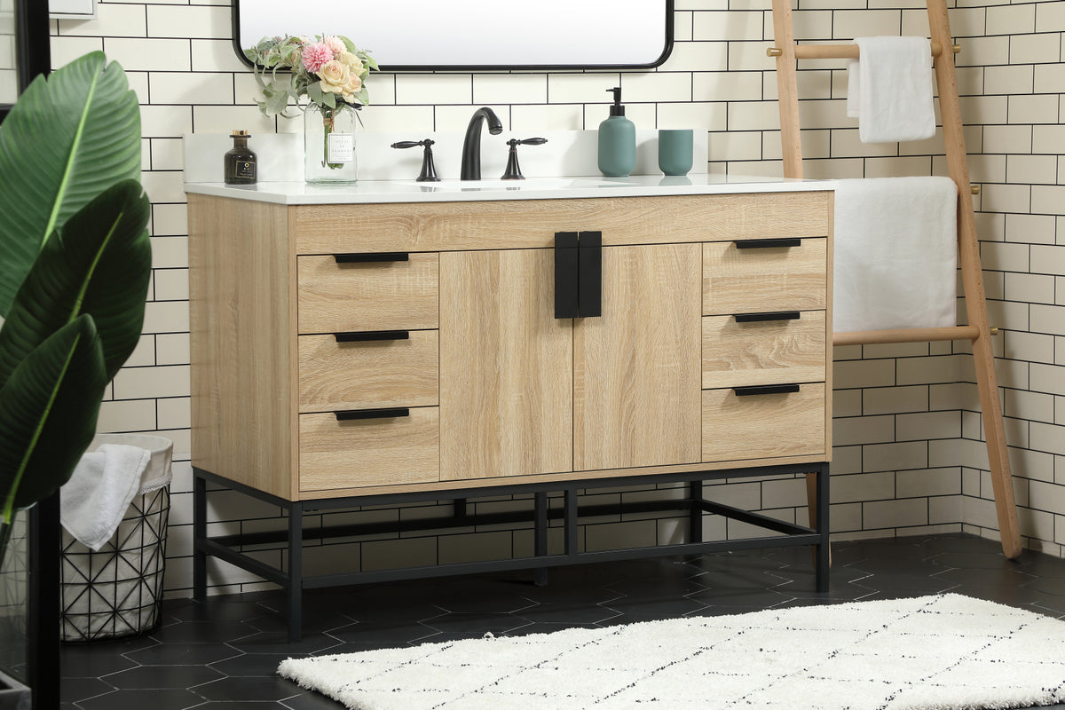 48 inch Single bathroom vanity in mango wood with backsplash