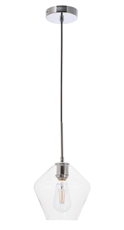 Gene 1 light Chrome and Clear glass pendant
