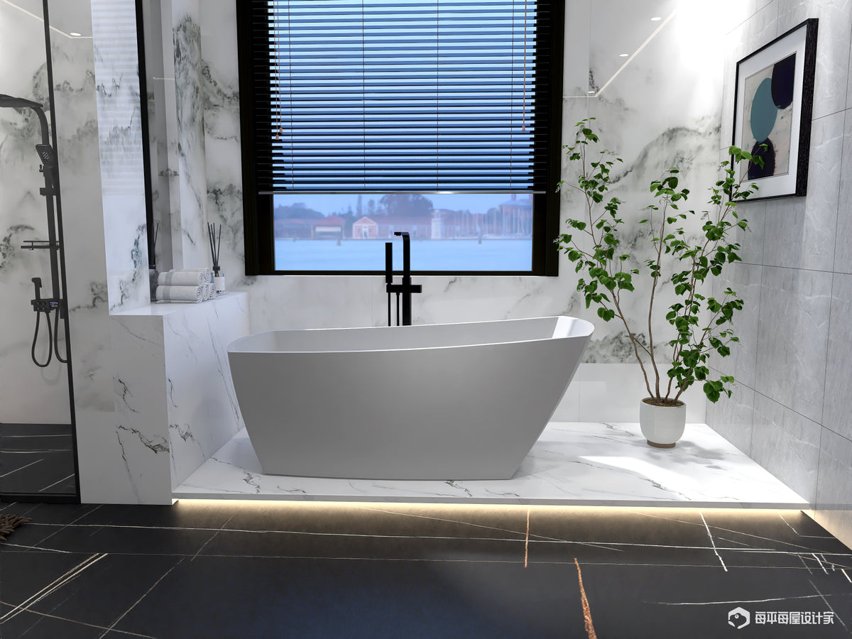 67 inch soaking single slipper rectangular bathtub in glossy white