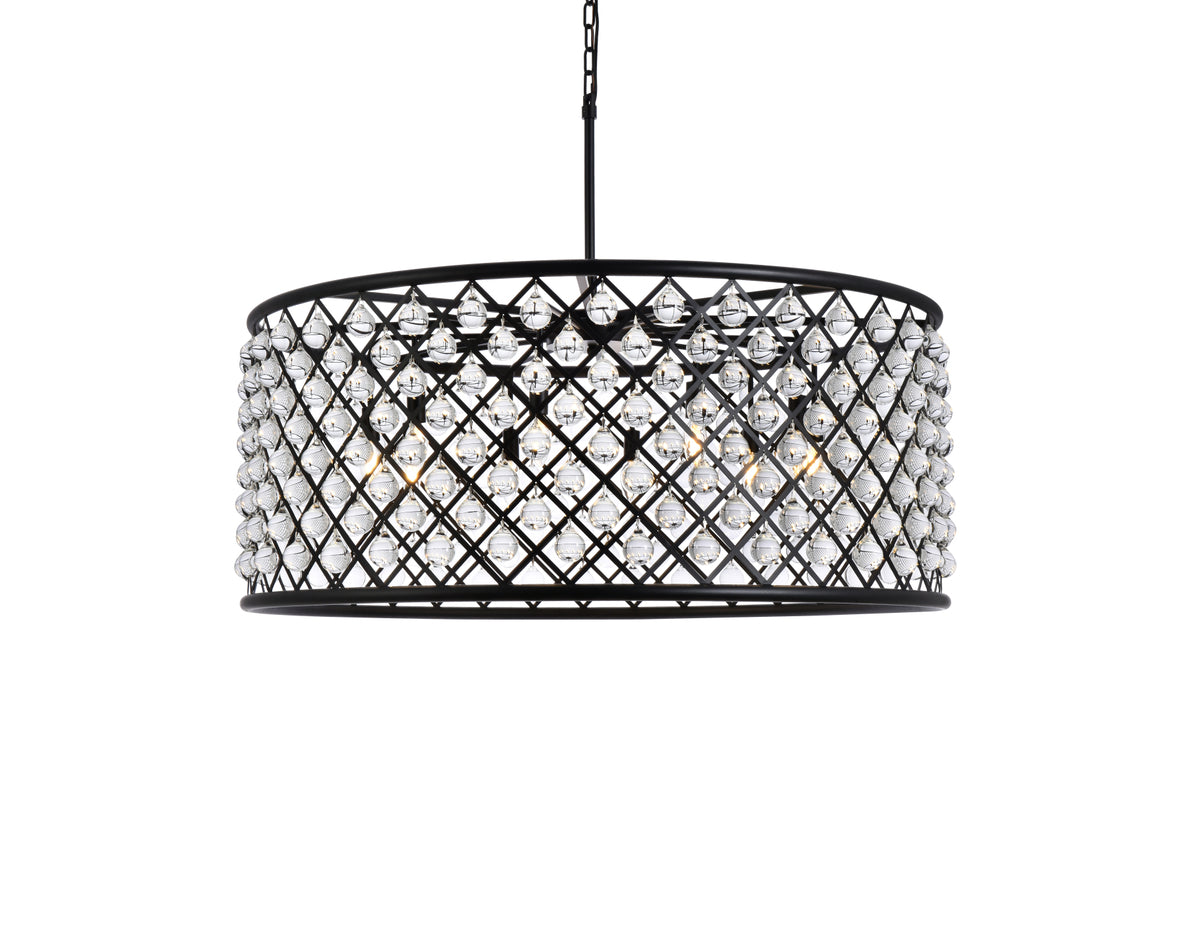 Madison 10 light Matte Black Chandelier Clear Royal Cut Crystal