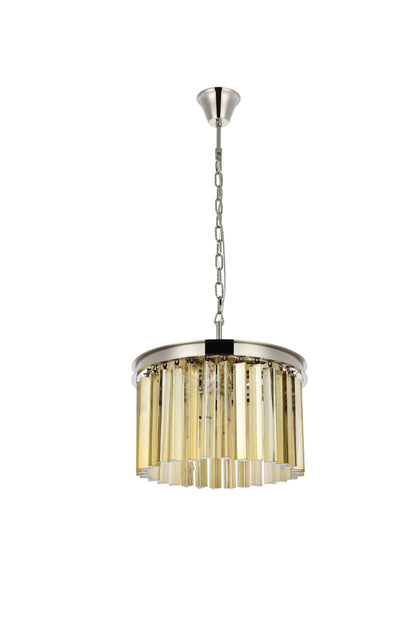 Sydney 3 light polished nickel Pendant Golden Teak (Smoky) Royal Cut Crystal