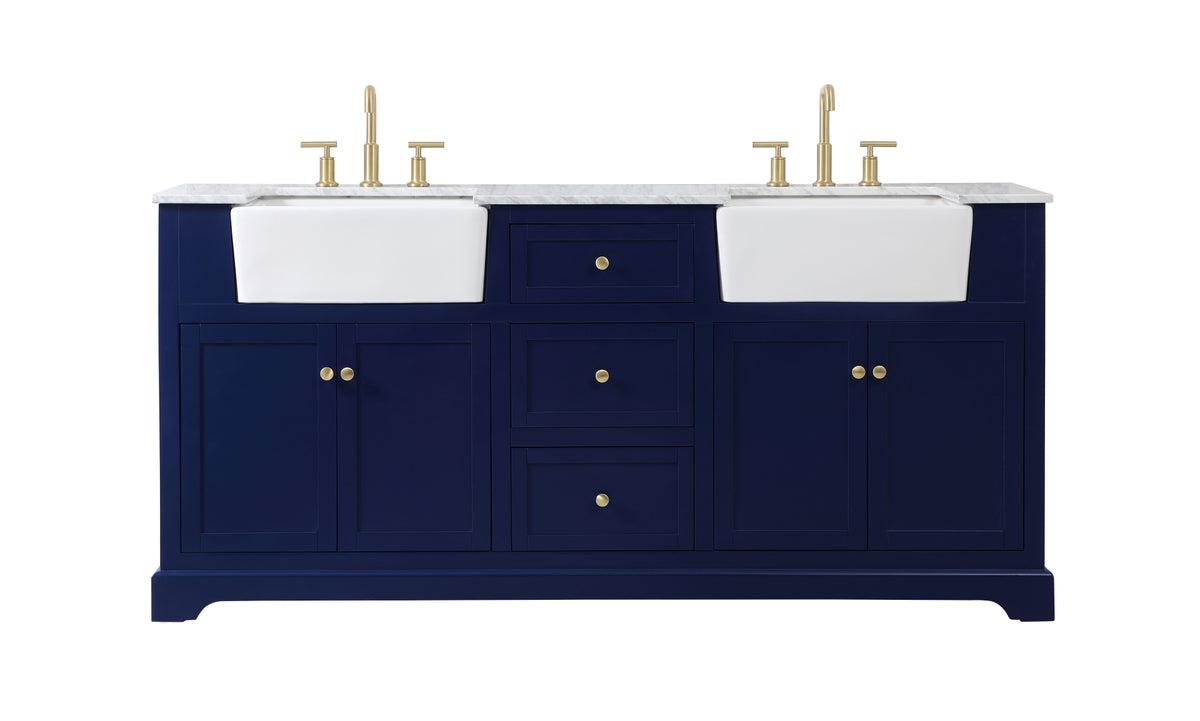72 inch double bathroom vanity in blue